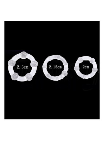 Pack 3 cockring transparents avec billes - CR-COR005CLE